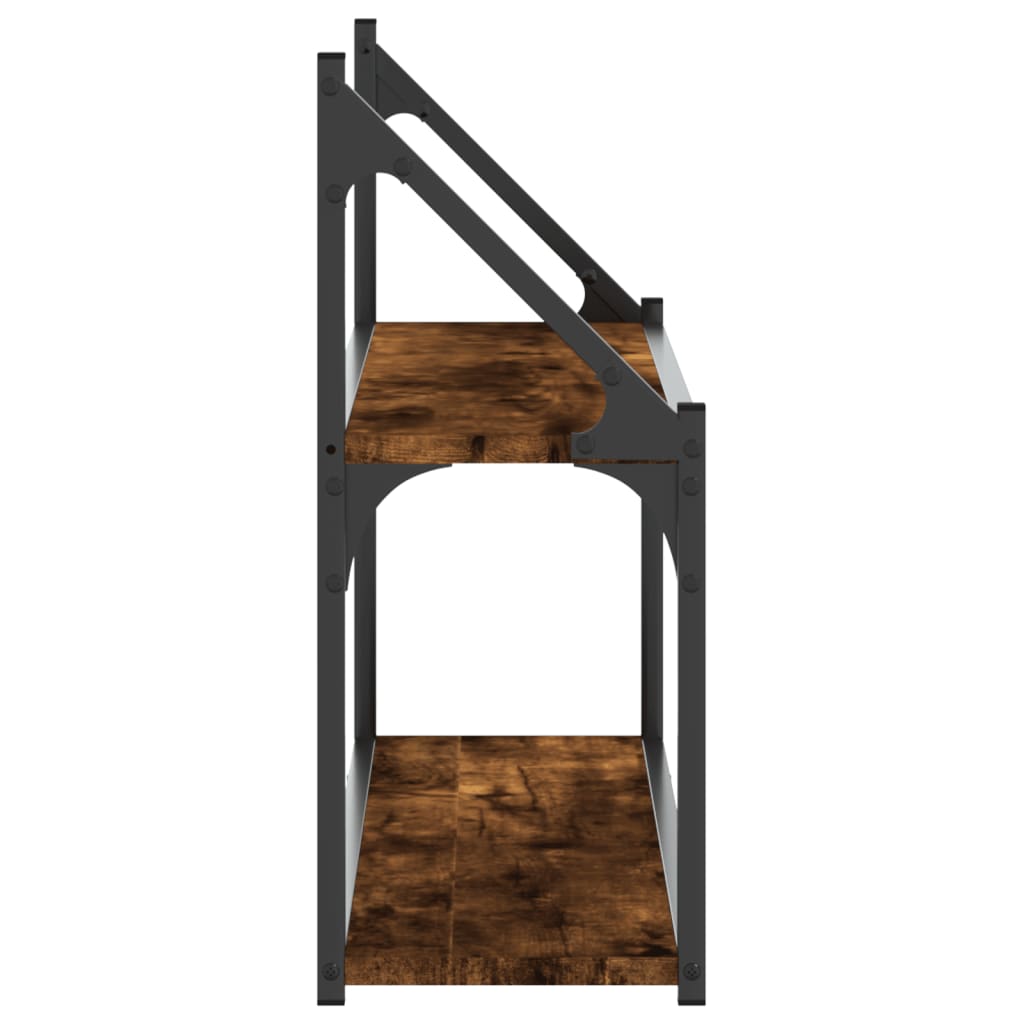Vägghylla 2 hyllor rökfärgad ek 80x21x51 cm konstruerat trä