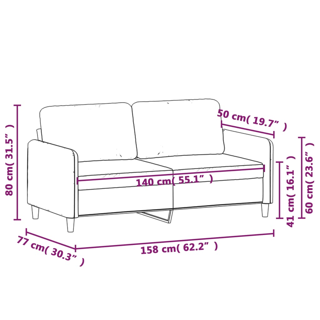 2-sitssoffa vinröd 140 cm tyg