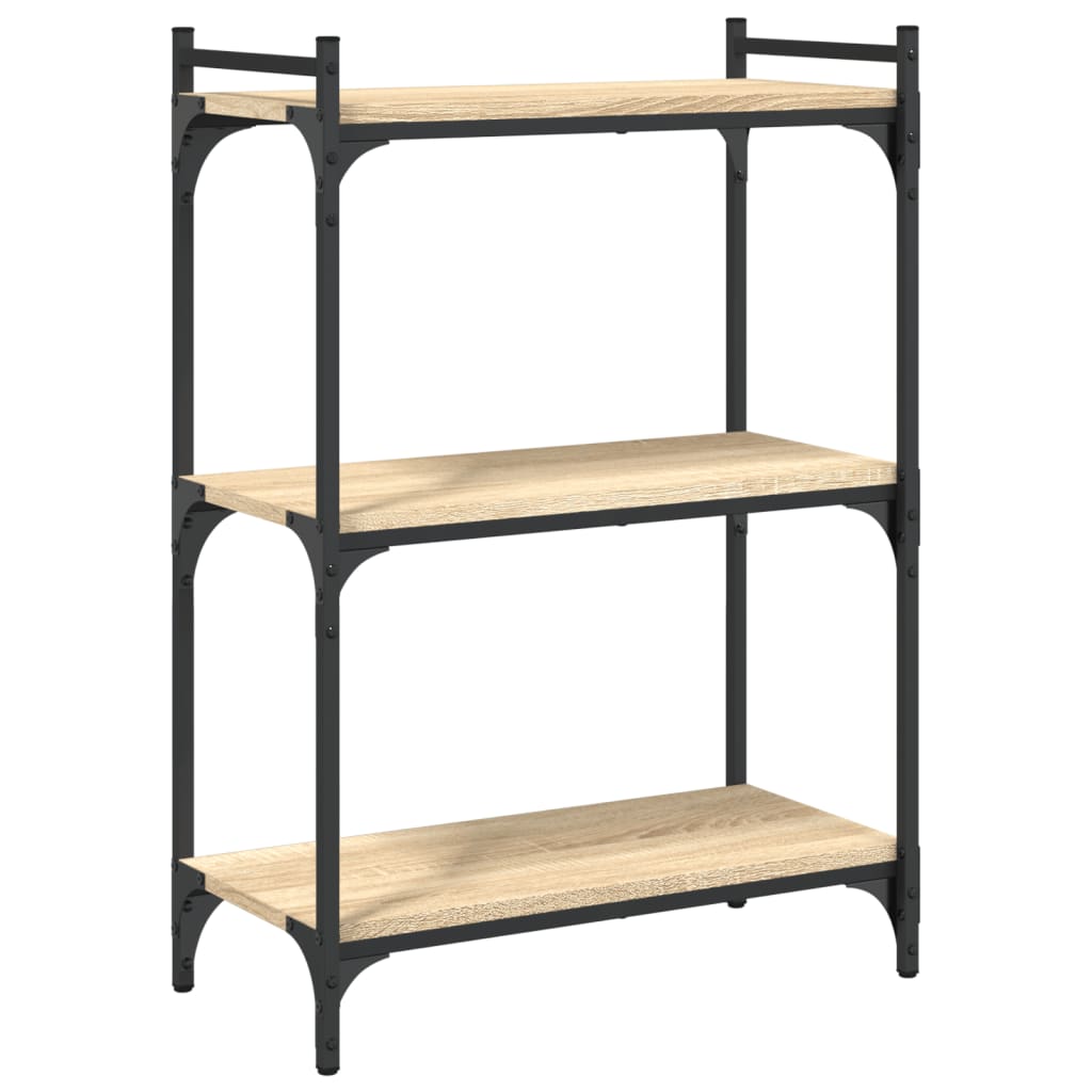 Bokhylla 3 hyllplan sonoma-ek 60x30x86 cm konstruerat trä