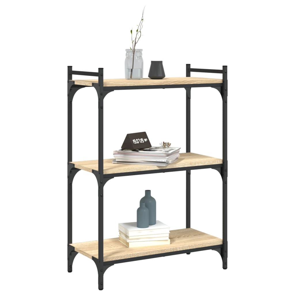 Bokhylla 3 hyllplan sonoma-ek 60x30x86 cm konstruerat trä