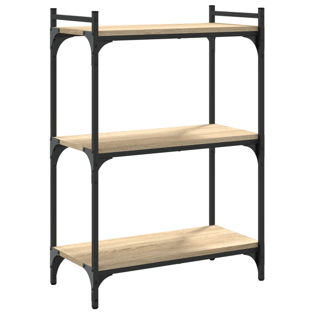 Bokhylla 3 hyllplan sonoma-ek 60x30x86 cm konstruerat trä