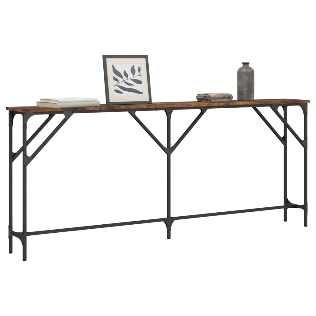 Avlastningsbord rökfärgad ek 180x23x75 cm konstruerat trä