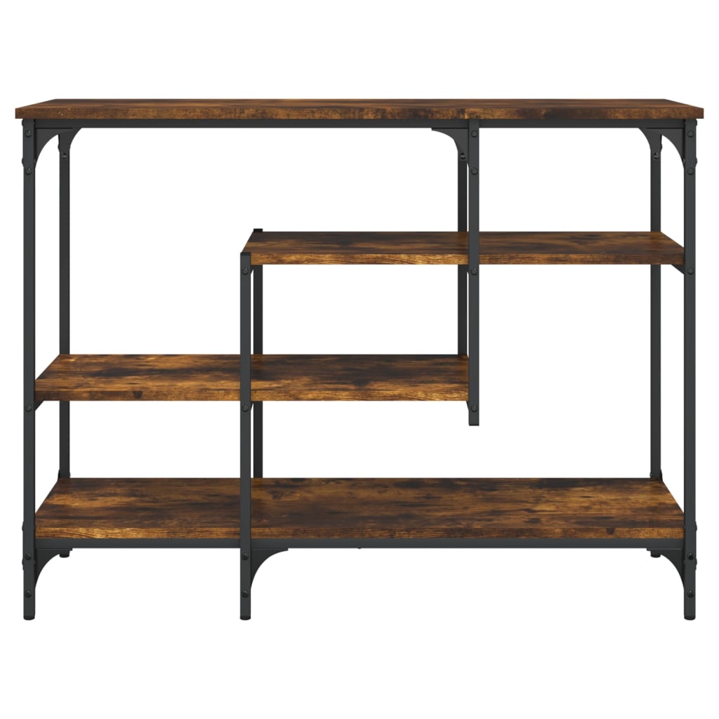 Konsolbord med hyllor rökfärgad ek 100x35x75 cm