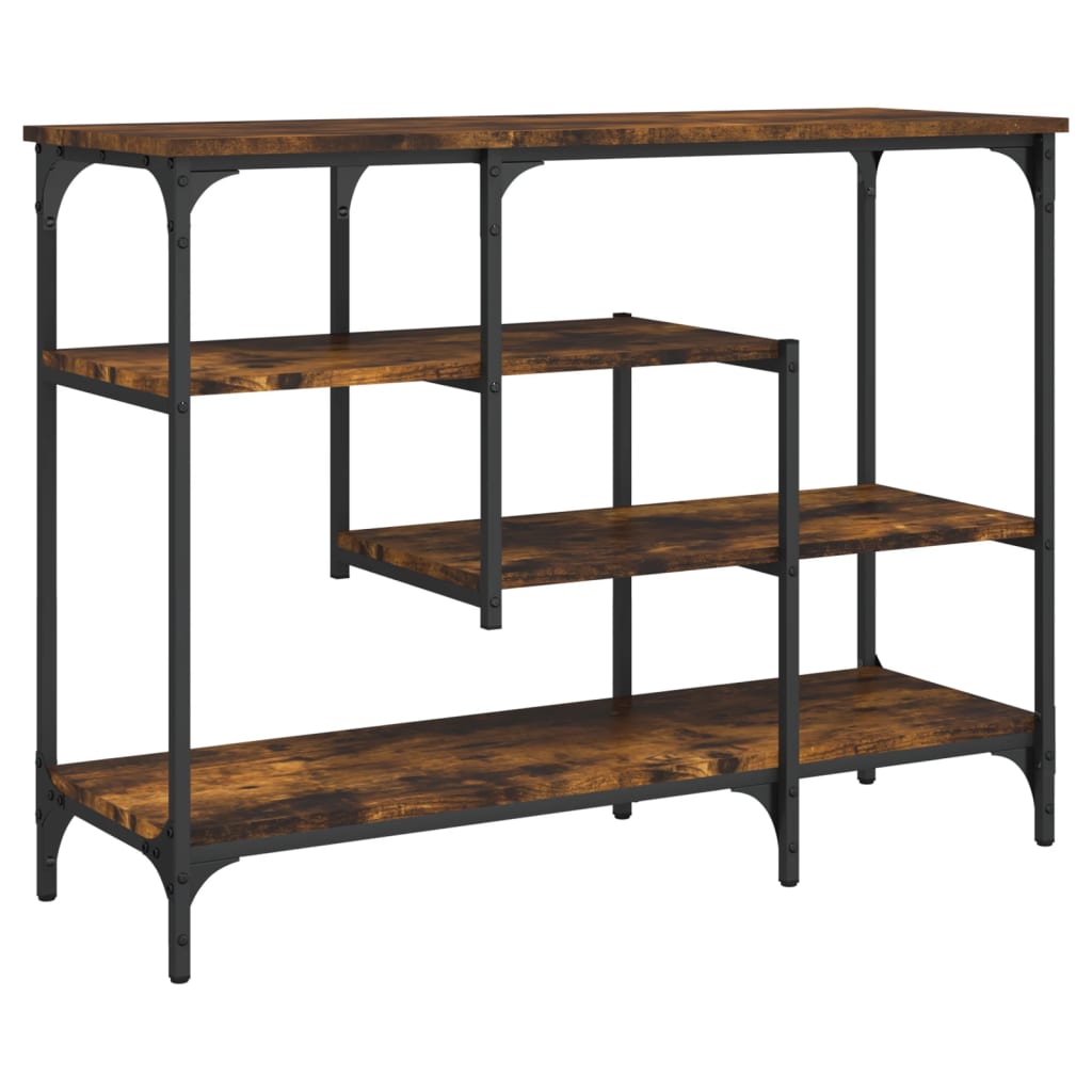 Konsolbord med hyllor rökfärgad ek 100x35x75 cm