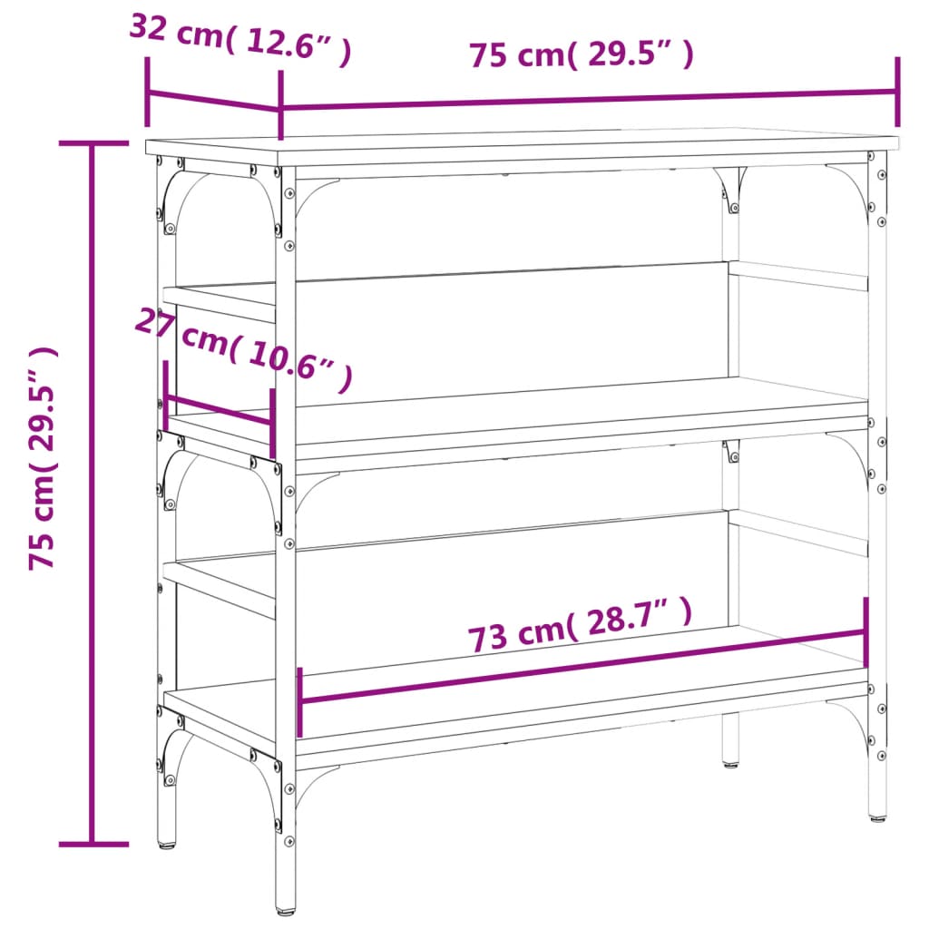 Avlastningsbord brun ek 75x32x75 cm konstruerat trä