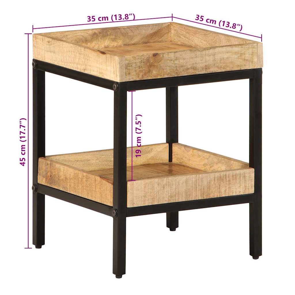 Sidobord 35x35x45 cm Solid Wood Rough Mango
