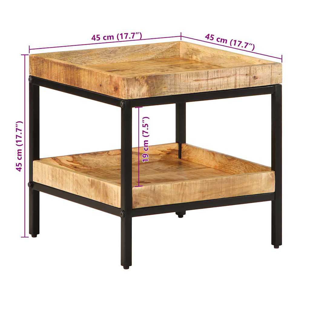 sidobord 45x45x45 cm Massivt Trä Grovt Mango