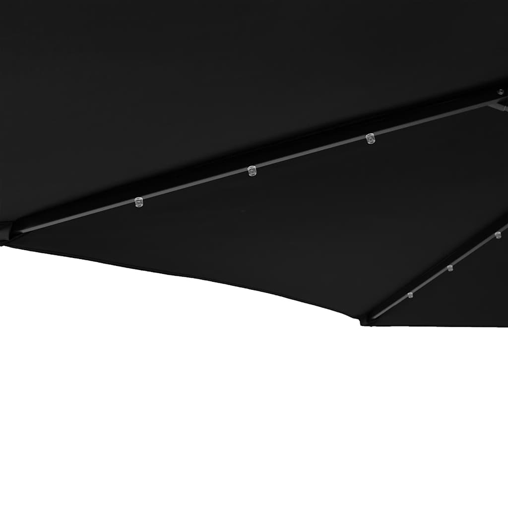 Trädgårdsparasoll med LEDs och stålstång svart 225x225x212cm