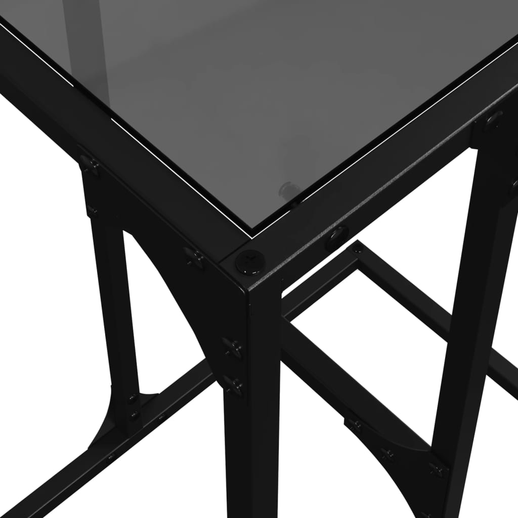 Sidobord med svart glasskiva 40x30x61,5 cm stål