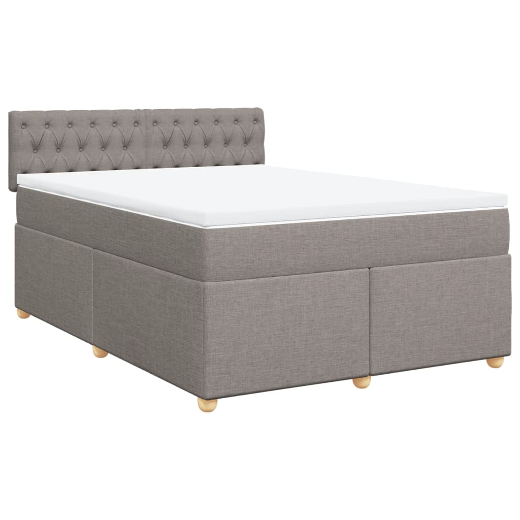 Ramsäng med madrass taupe 140x190 cm tyg