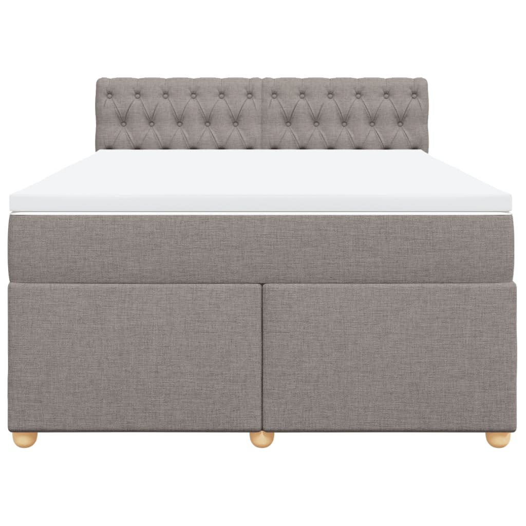 Ramsäng med madrass taupe 140x190 cm tyg
