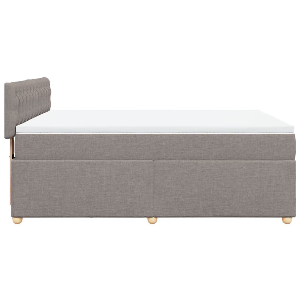 Ramsäng med madrass taupe 140x190 cm tyg