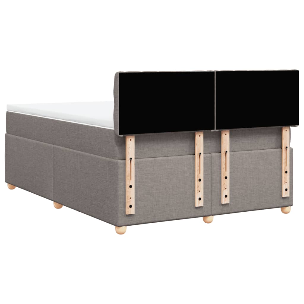 Ramsäng med madrass taupe 140x190 cm tyg