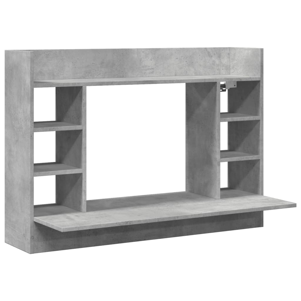 Väggmonterat skrivbord betonggrå 105x48x75 cm konstruerat trä