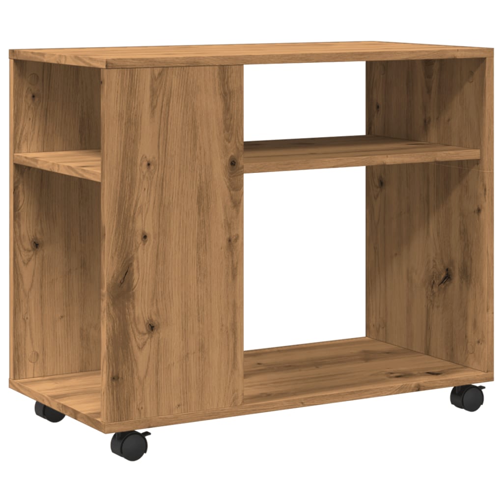 Sidobord med hjul ek 70x35x60 cm konstruerat trä