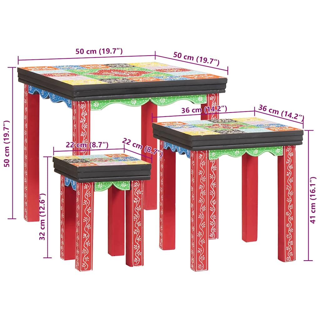 Nesting Tables 3 st Solid Trä Mango