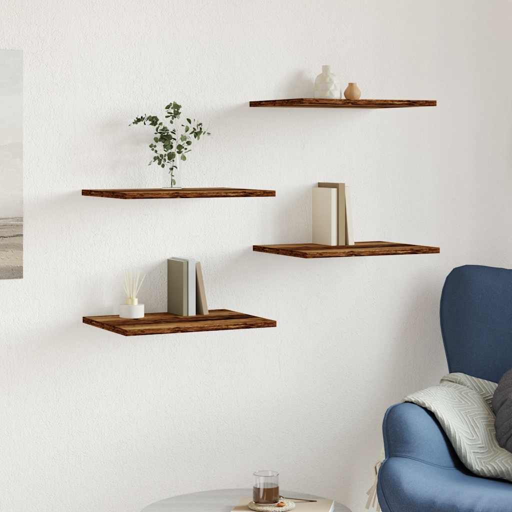 Hyllplan 4 st åldrat trä 40x30x1,5 cm konstruerat trä