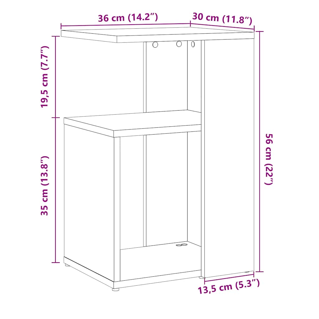 Sidobord åldrat trä 50x30x50 cm konstruerat trä