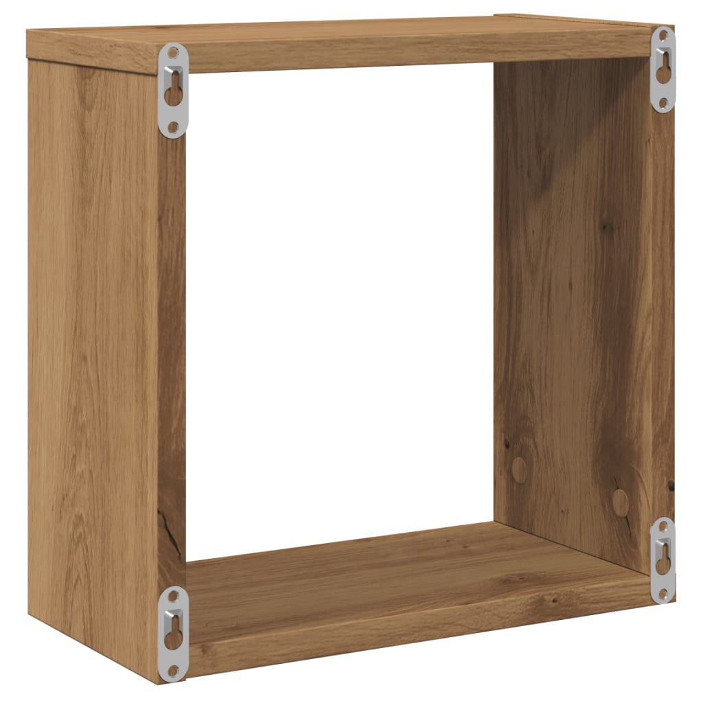 Vägghylla kubformad 6 st artisan ek 30x15x30 cm konstruerat trä