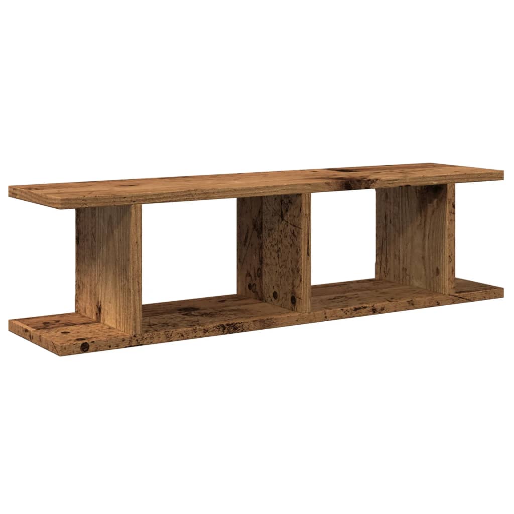 Vägghyllor 2 st åldrat trä 75x18x20 cm konstruerat trä