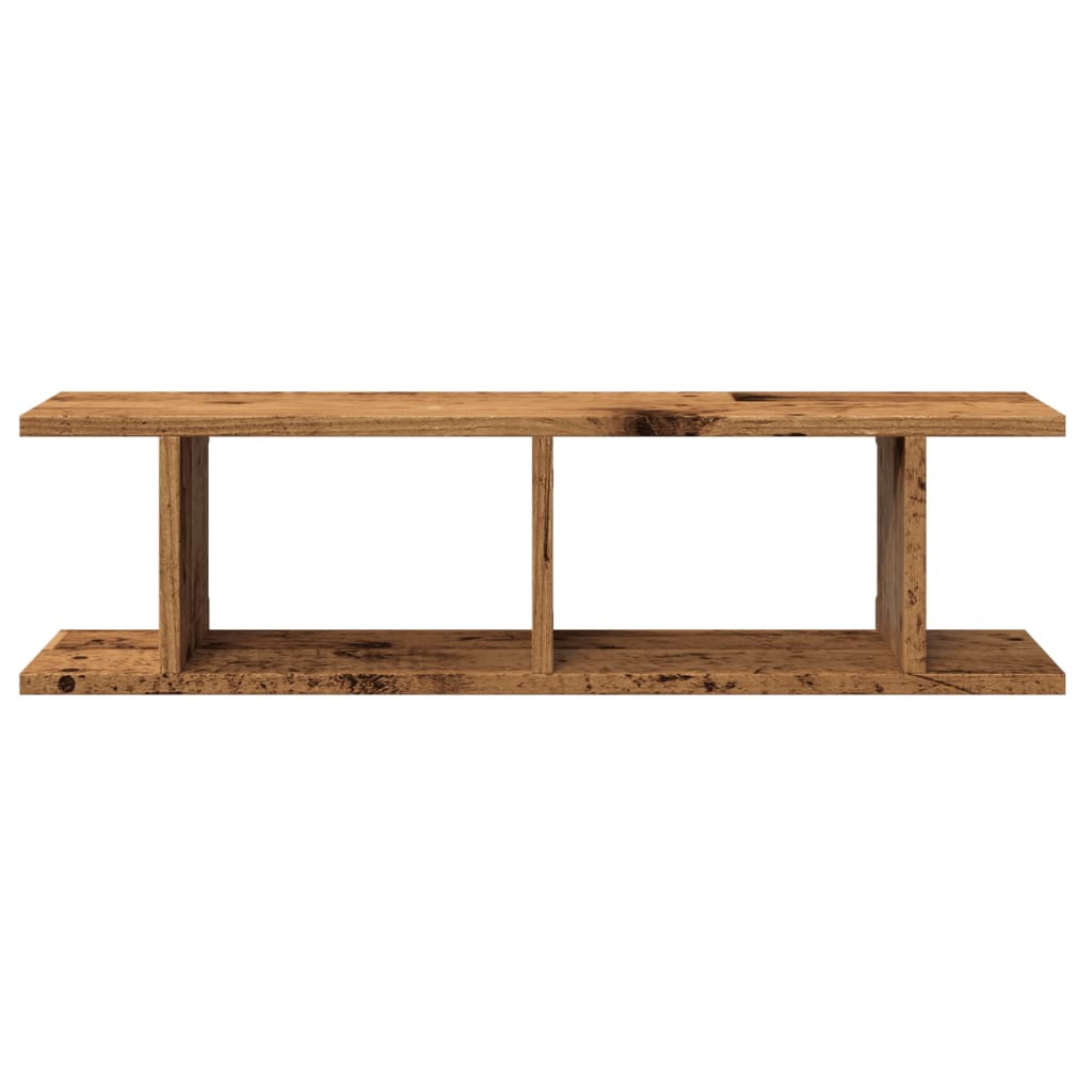 Vägghyllor 2 st åldrat trä 75x18x20 cm konstruerat trä