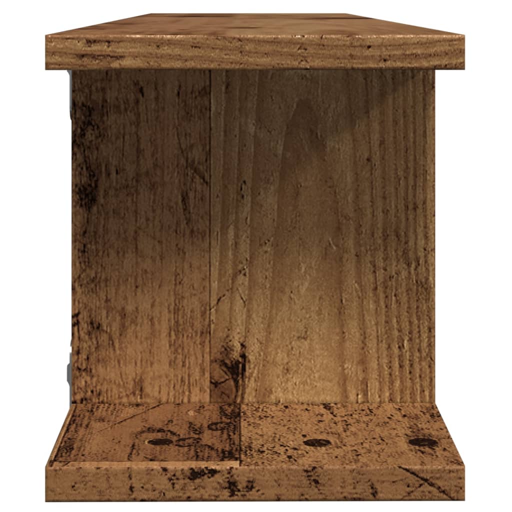 Vägghyllor 2 st åldrat trä 75x18x20 cm konstruerat trä