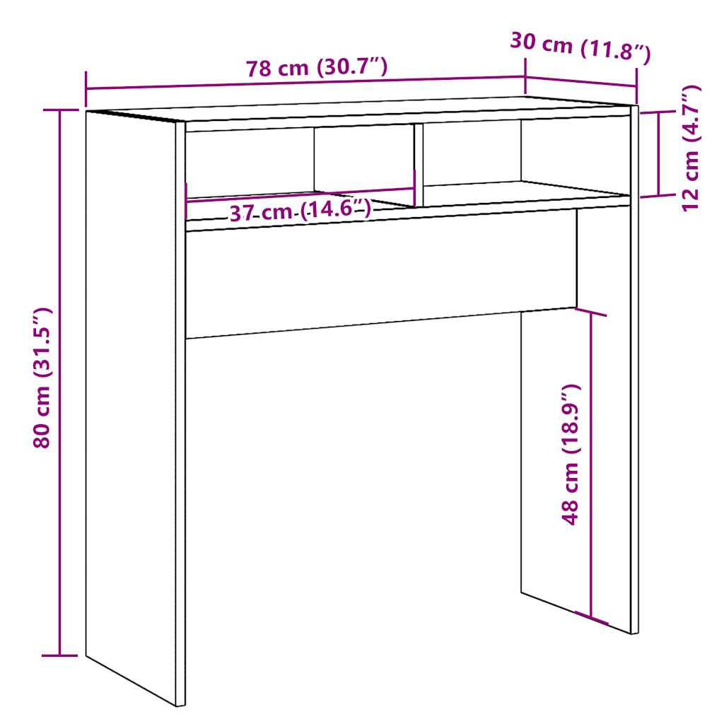 Konsolbord artisan ek 78x30x80 cm konstruerat trä