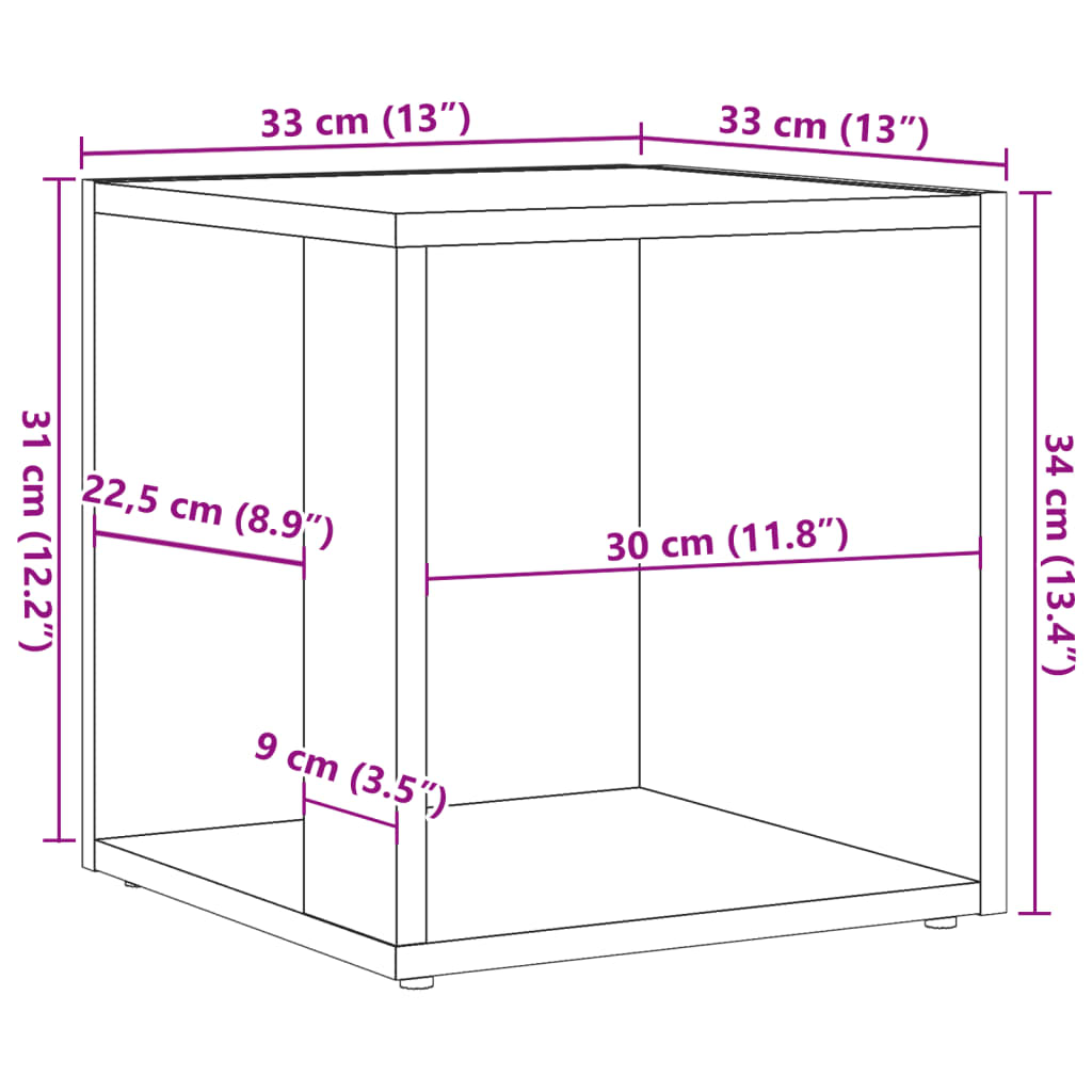 Sidobord artisan ek 33x33x34 cm konstruerat trä