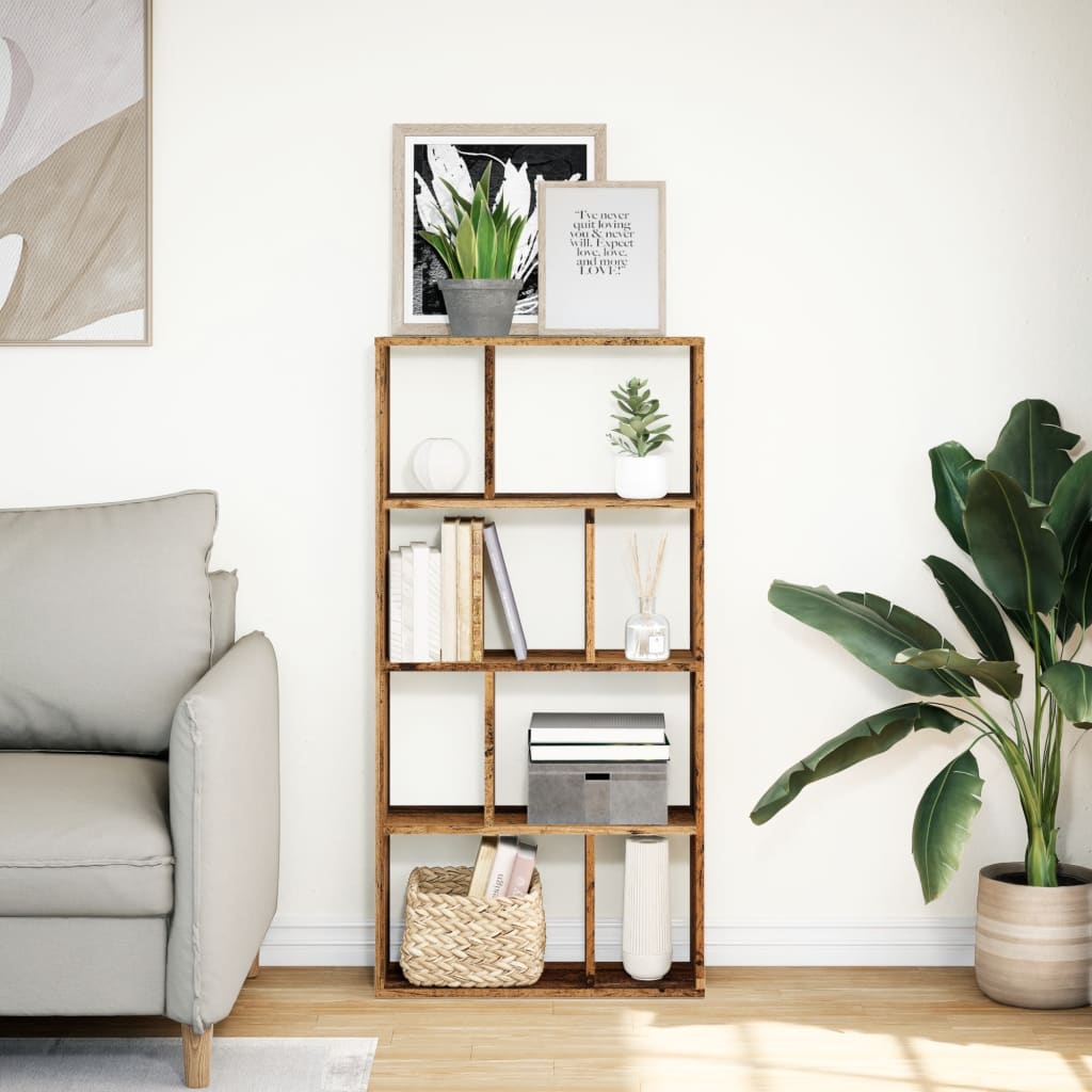 Bokhylla åldrat trä 60x20x120 cm konstruerat trä