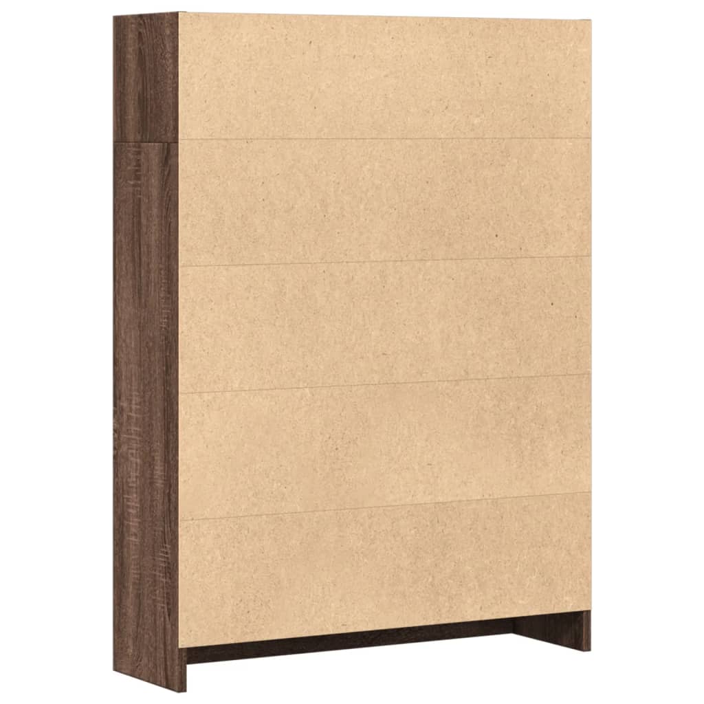 Bokhylla brun ek 80x24x109 cm konstruerat trä