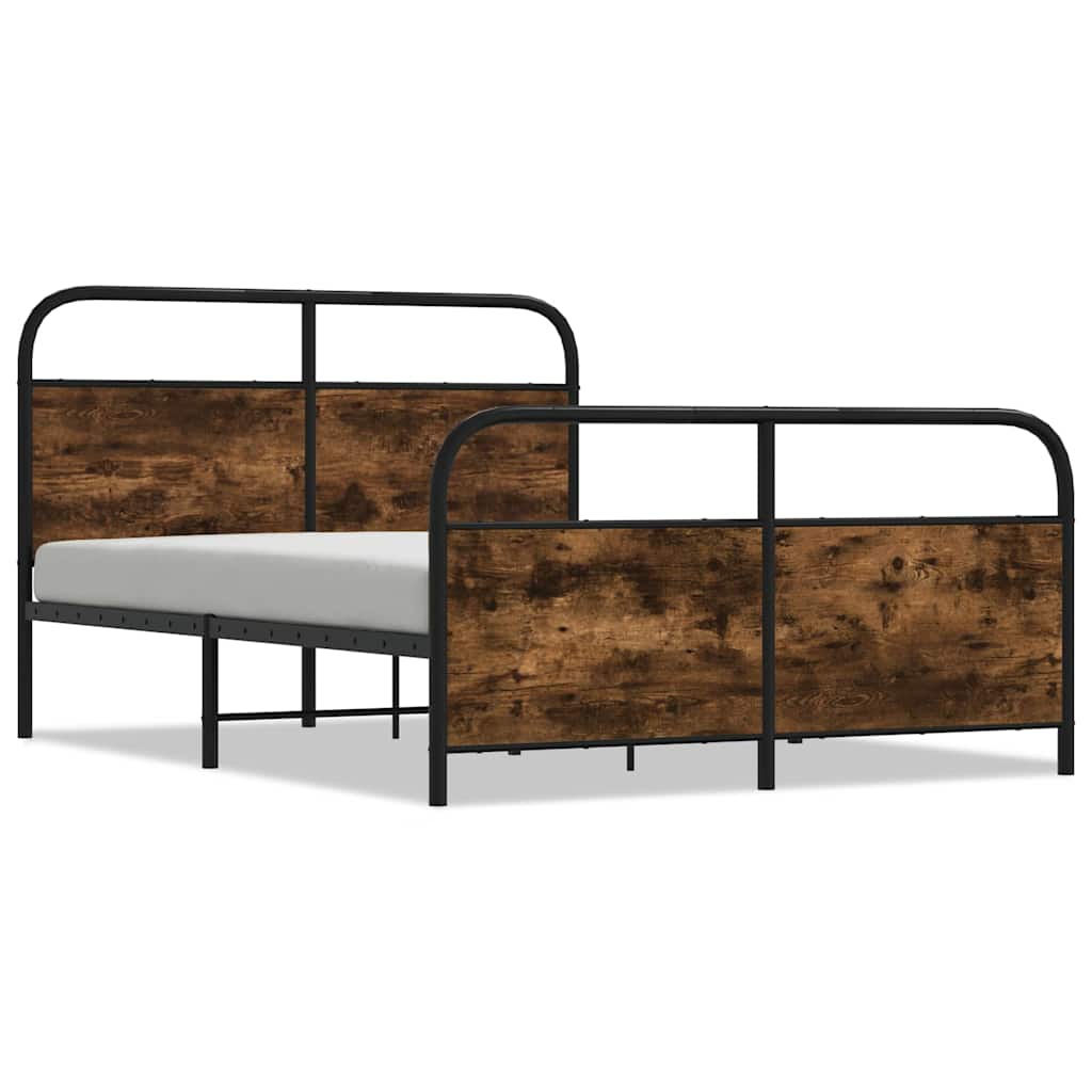 Sängram utan madrass metall rökfärgad ek 140x190 cm