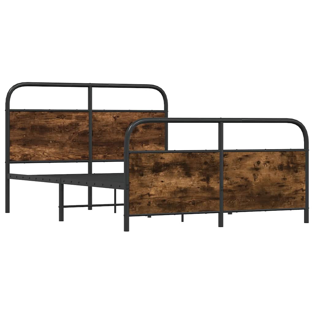 Sängram utan madrass metall rökfärgad ek 140x190 cm