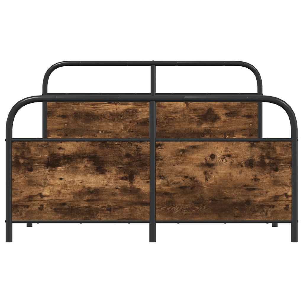 Sängram utan madrass metall rökfärgad ek 140x190 cm