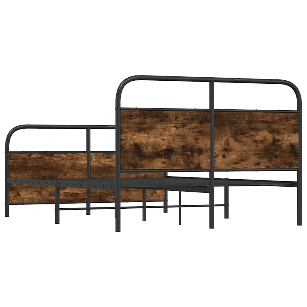 Sängram utan madrass metall rökfärgad ek 140x190 cm