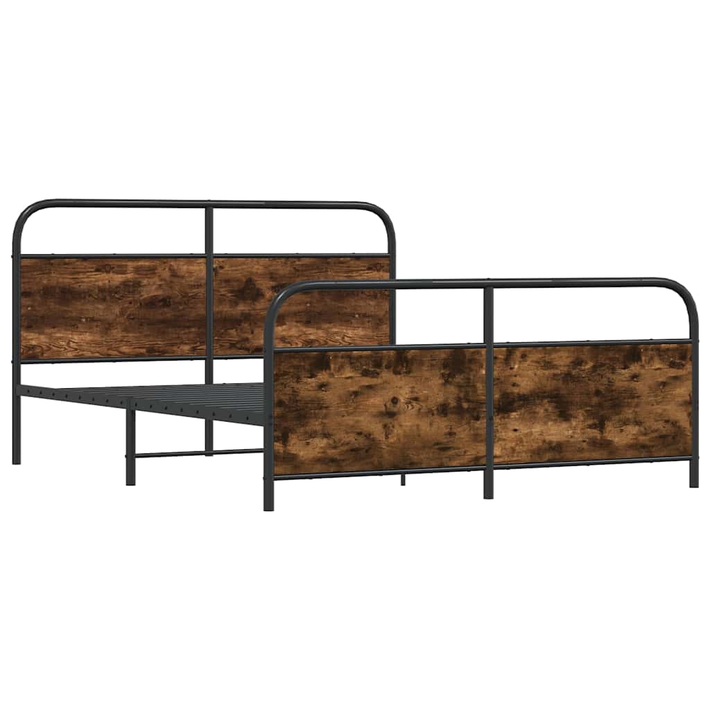 Sängram utan madrass metall rökfärgad ek 160x200 cm