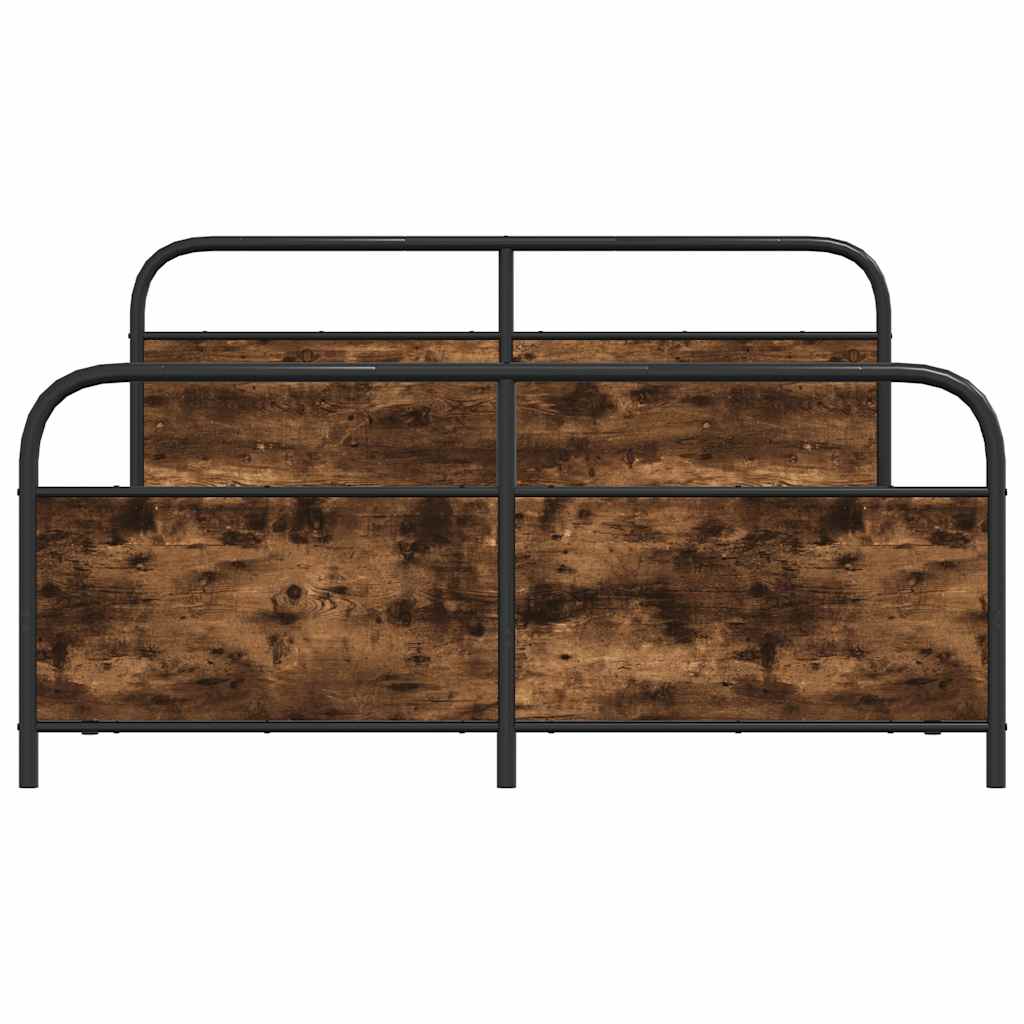 Sängram utan madrass metall rökfärgad ek 160x200 cm