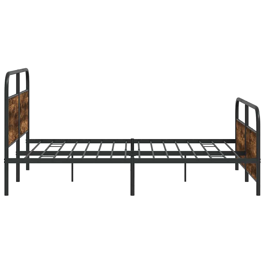 Sängram utan madrass metall rökfärgad ek 160x200 cm