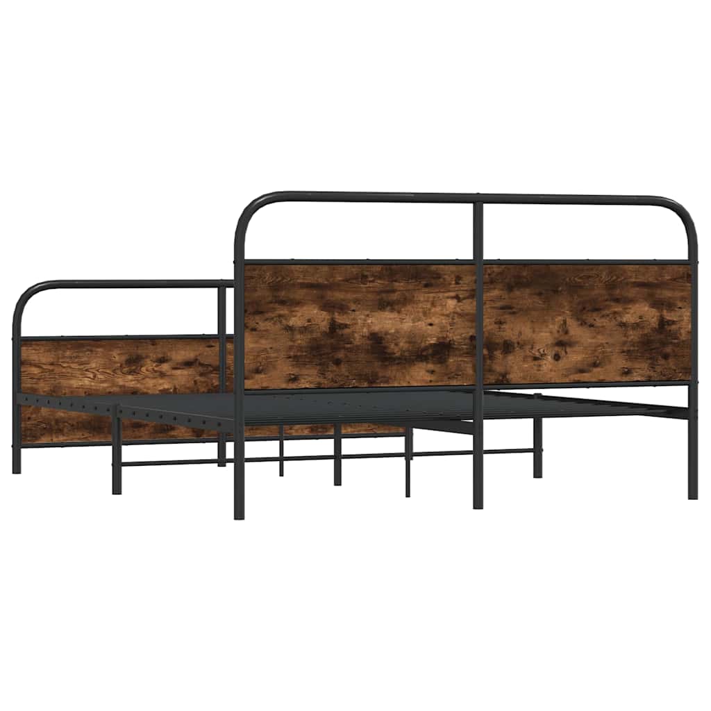 Sängram utan madrass metall rökfärgad ek 160x200 cm