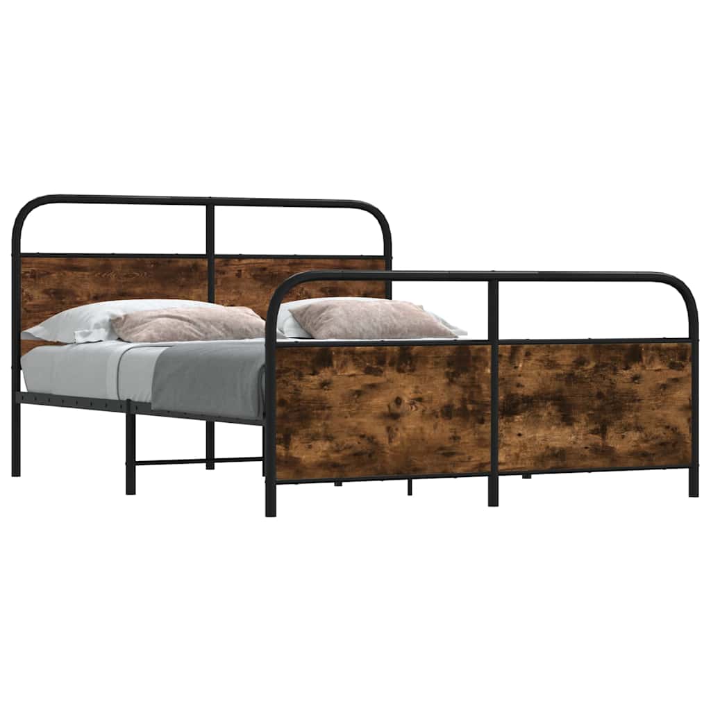 Sängram utan madrass metall rökfärgad ek 160x200 cm