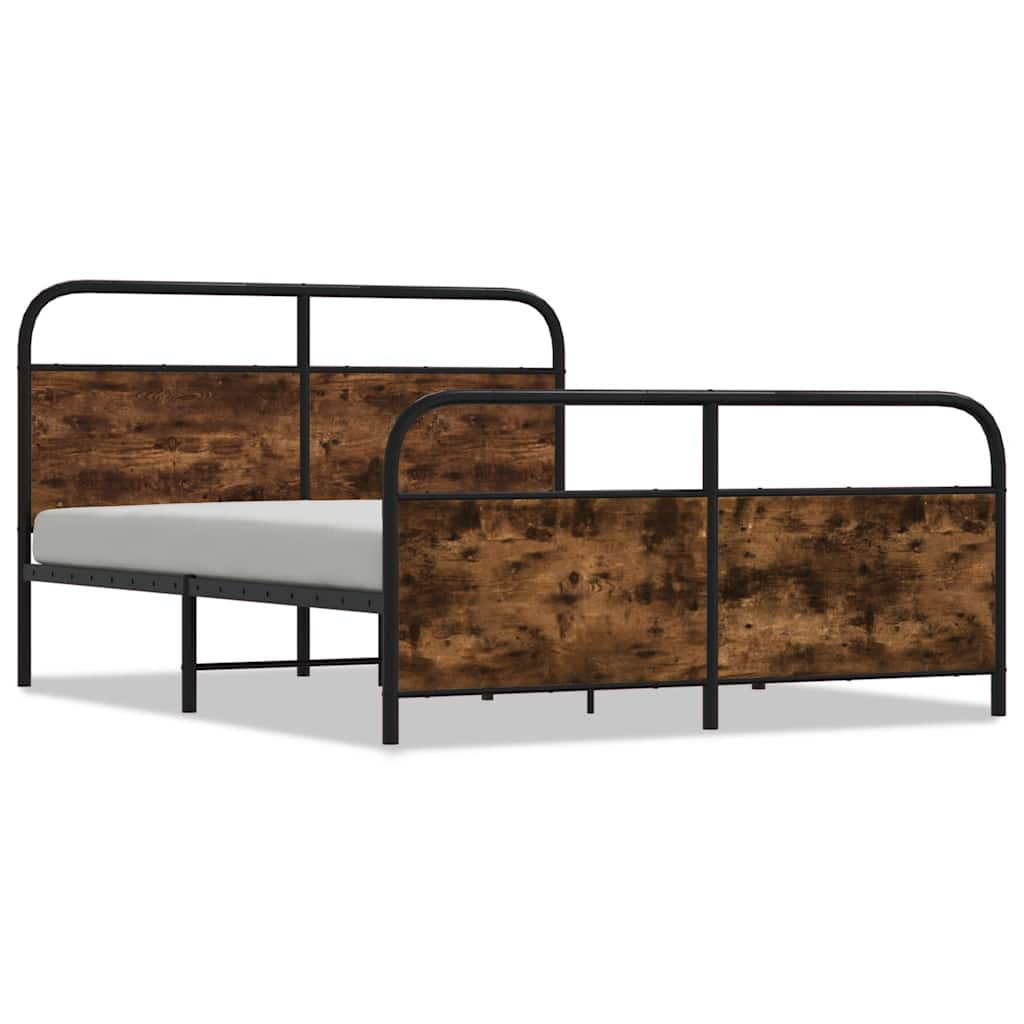 Sängram utan madrass metall rökfärgad ek 180x200 cm