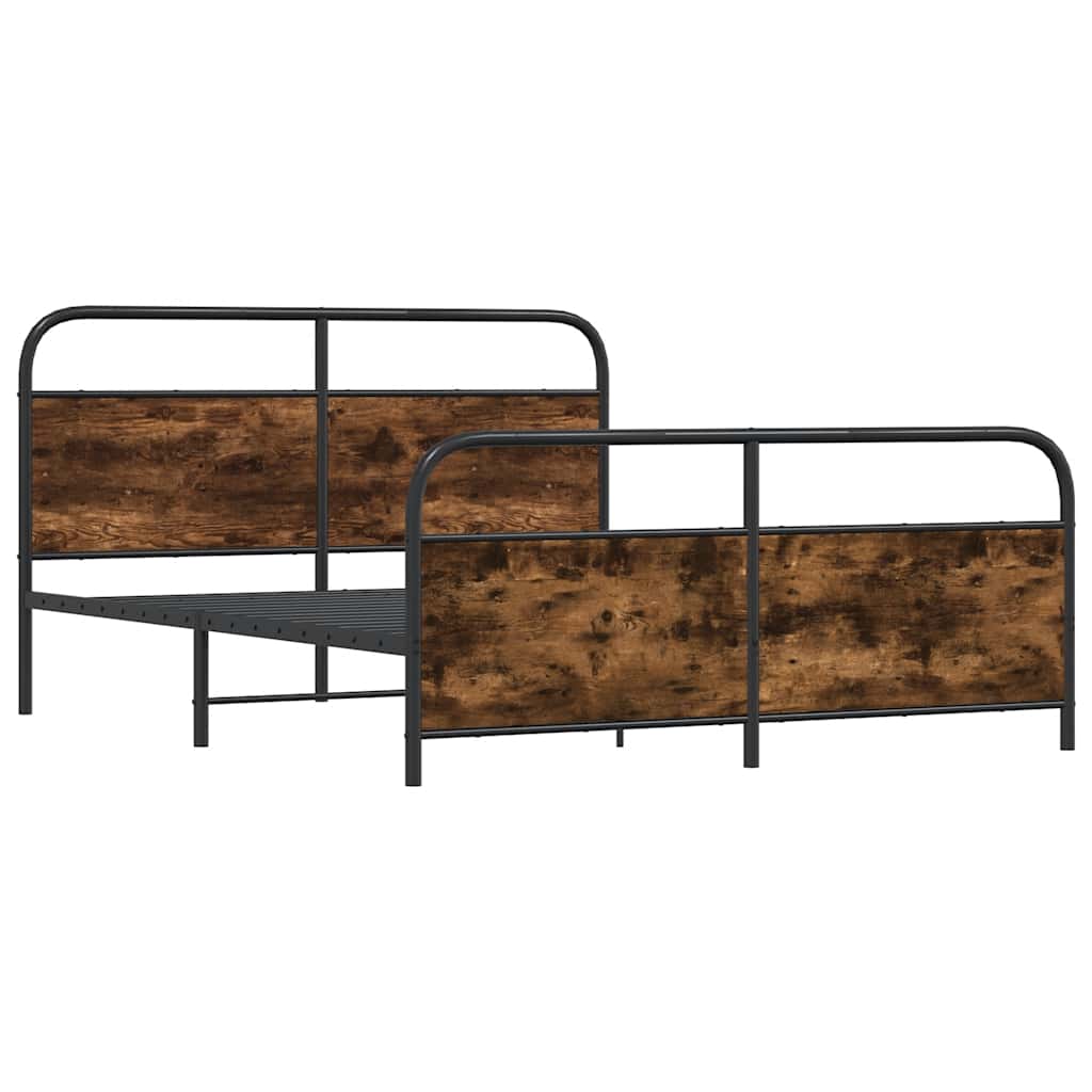 Sängram utan madrass metall rökfärgad ek 180x200 cm