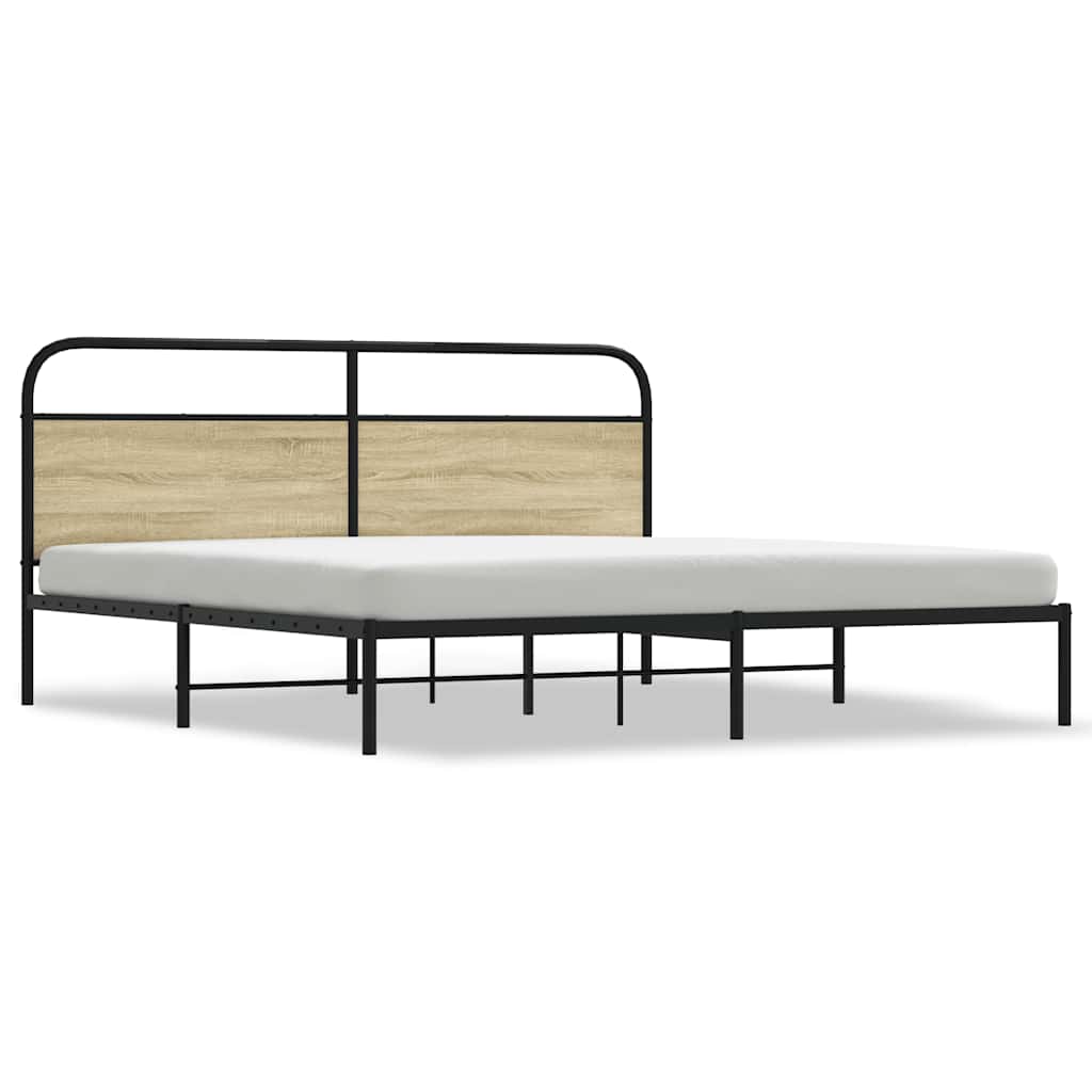Sängram utan madrass metall sonoma-ek 183x213 cm