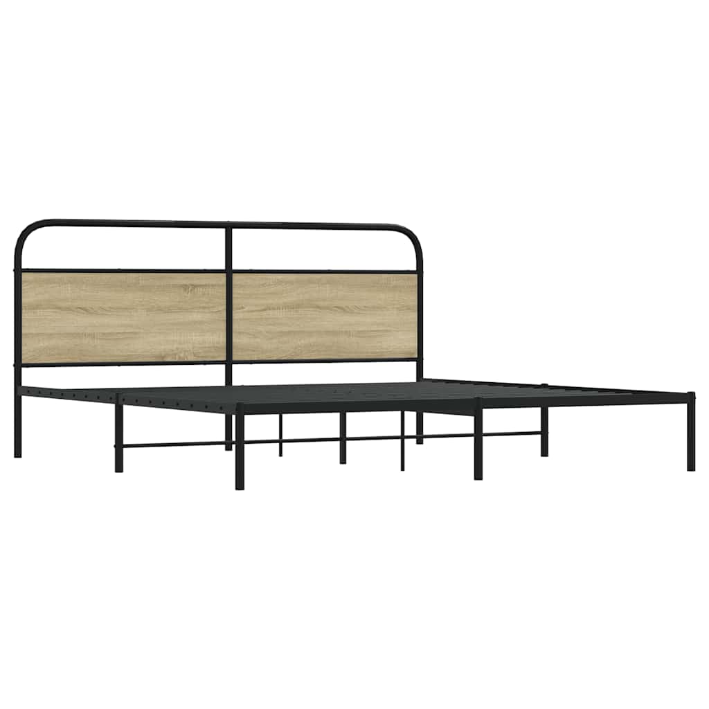 Sängram utan madrass metall sonoma-ek 183x213 cm