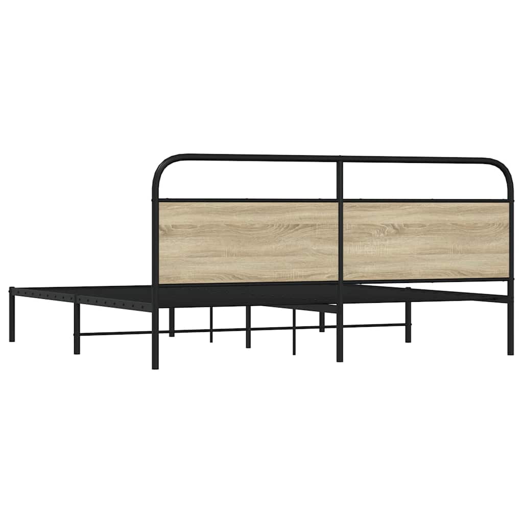 Sängram utan madrass metall sonoma-ek 183x213 cm
