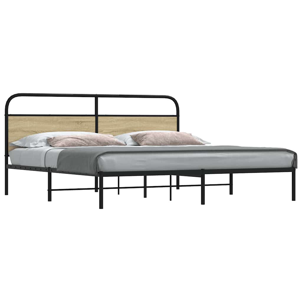 Sängram utan madrass metall sonoma-ek 183x213 cm