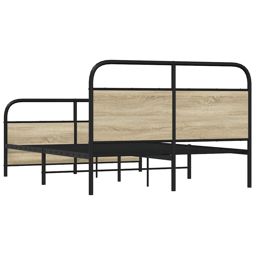 Sängram utan madrass metall sonoma-ek 140x200 cm