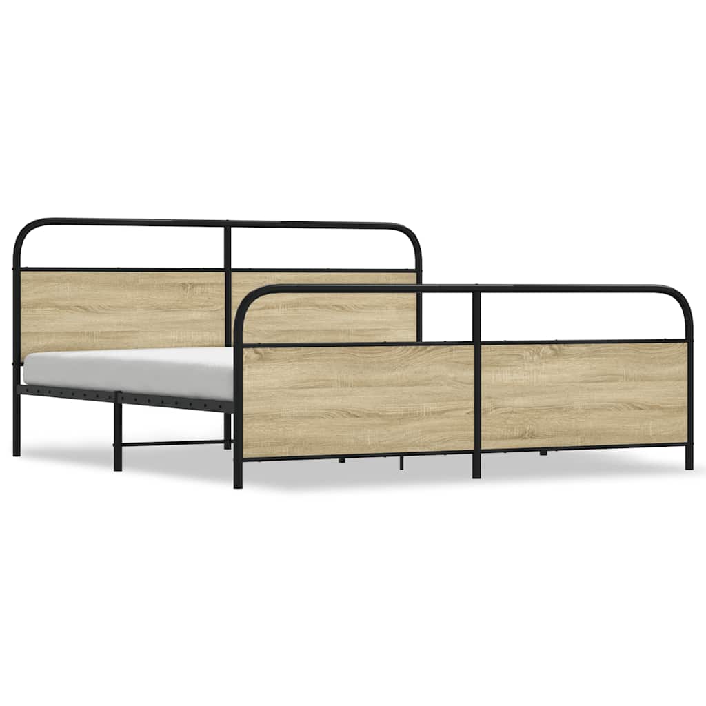 Sängram utan madrass metall sonoma-ek 180x200 cm