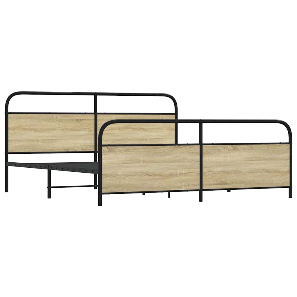 Sängram utan madrass metall sonoma-ek 180x200 cm