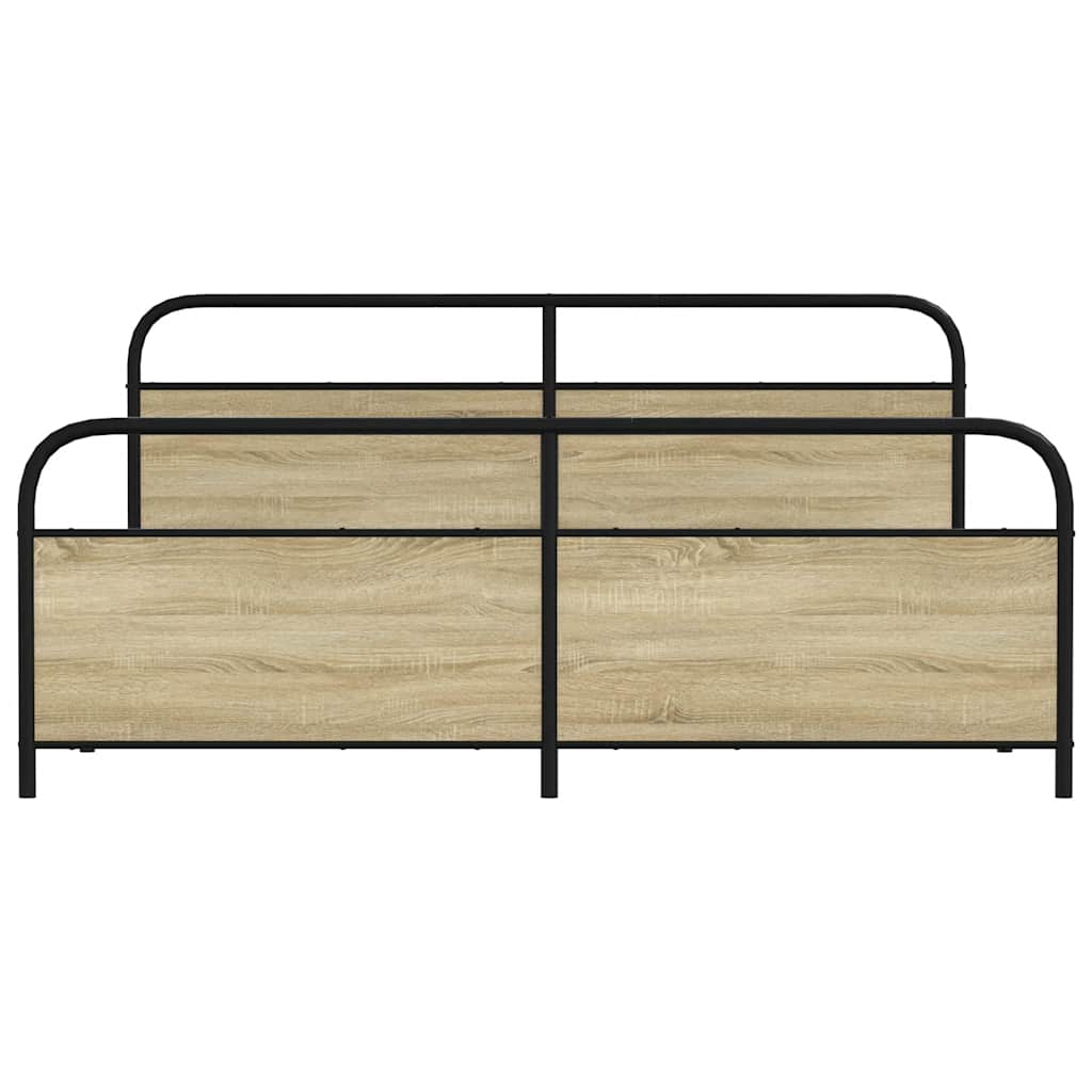 Sängram utan madrass metall sonoma-ek 180x200 cm