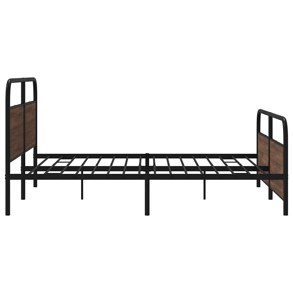 Sängram utan madrass metall brun ek 183x213 cm
